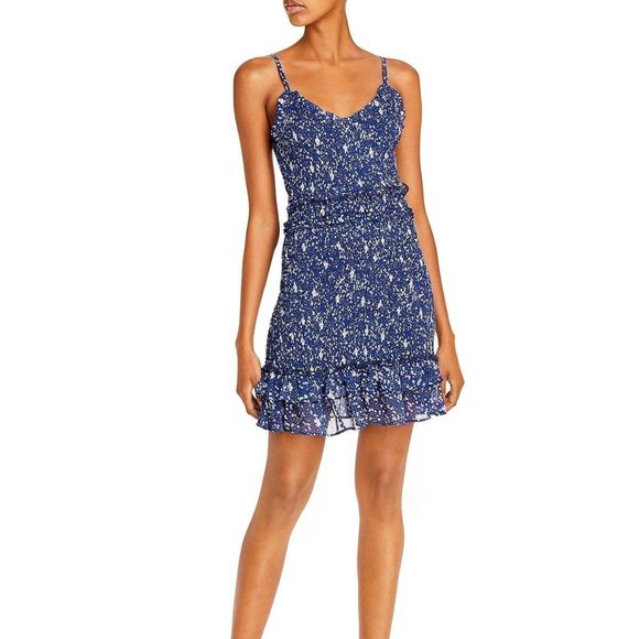 AQUA Abstract Dot Smocked Mini Dress - Picture 2 of 3